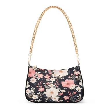 Imagem de CEBUGI Bolsas transversais femininas bolsa de ombro aquarela floral bolsa clutch elegante com alça de corrente