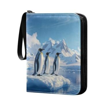 Imagem de Wassud 4 bolsos para fichário de cartas colecionáveis pinguins comporta 400 cartões padrão à prova d'água TCG CCG MTG álbum presentes para colecionadores meninos meninas