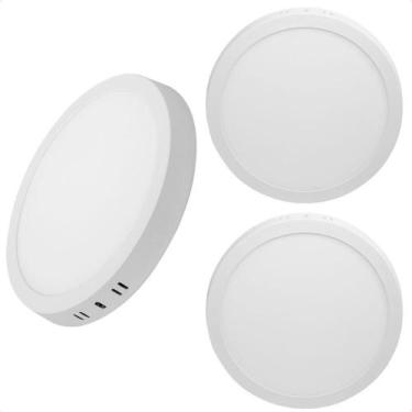 Imagem de Kit 3 Painel De Led Redondo Sobrepor 12w Bivolt Taschibra 6500k Frio