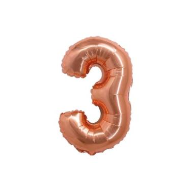 Imagem de BALAO METALIZADO C/CANUDO 16" ROSE GOLD NUMERO 3