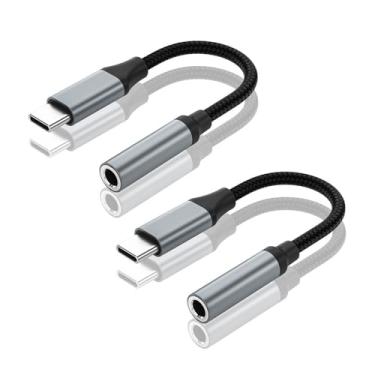 Imagem de Adaptador USB C para conector de fone de ouvido de 3,5 mm 【Pacote com 2】 Cabo USB C para dongle de áudio fêmea auxiliar compatível com iPhone 16/15 Pro/15 Plus/15 Pro Max/iPad Pro/MacBook/Samsung
