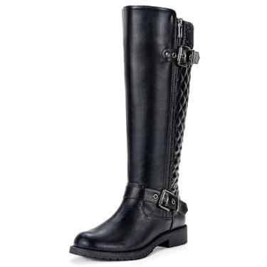 Imagem de JEOSSY Botas femininas de cano alto até o joelho 45 botas de lã de tricô para inverno, Knee Zipper-945-black, 10