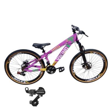 Imagem de Bicicleta 26 VikingX 24v Shimano Cambio Traseiro Pneu Aro 26 Balão Faixa Amarela-Unissex