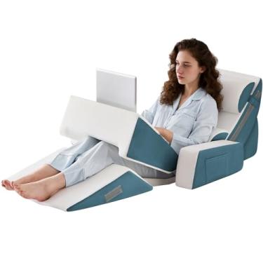 Imagem de Yojoker Conjunto de 9 almofadas de cunha pós-cirurgia – Suporte ergonômico triangular de espuma para alívio de dores nas costas, pernas e corpo, travesseiro de sono de refluxo ácido ajustável
