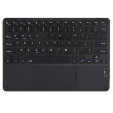 Imagem de Teclado Sem Fio Com Touchpad Recarregável Bluetooth 5.0 Portátil Com Mouse Integrado Compatível Com Smart TV Notebook PC E Android (Preto)