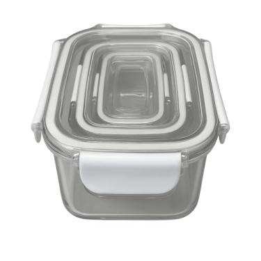 Imagem de Conjunto 3 Potes Herméticos Retangulares – Transparente/Branco, 50 ml, 150 ml e 350 ml