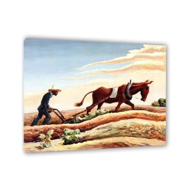 Imagem de Zeichn8u Thomas Hart Benton Paintings Wall Art Ploughing it Under Classic Art Reproduções Thomas Hart Benton Pôster em tela para sala de estar decoração de parede de casa 60 x 50 cm (24 x 20 polegadas