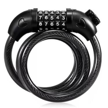 Imagem de Cadeado Bicicleta Reforçado Cabo Aço Bloqueador Senha (Preto Código)