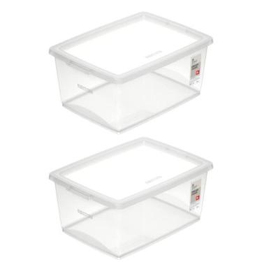 Imagem de Kit 2 Caixa organizadora 15 litros Possui tampa com trava - Ordene