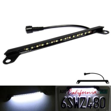 Imagem de RZG Luz de placa de licença de LED preta com parafuso branco, conjunto de lâmpada com tampas de rosca, cabo de 12 V, ajuste universal para carro, caminhão, reboque, trailer, quadriciclo