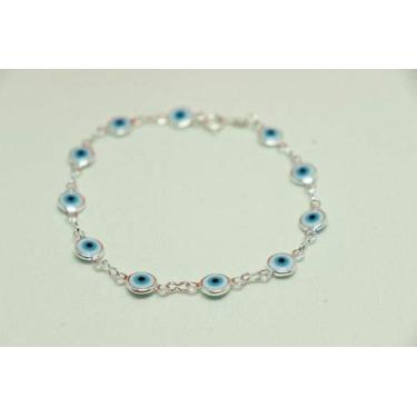 Imagem de Pulseiras Prata Pura 925 Olho Grego Branco
