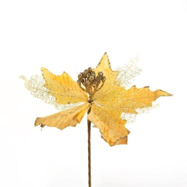 Imagem de Kit 8 Flores Cabo Artificial Decoração De Natal Brilho 25cm