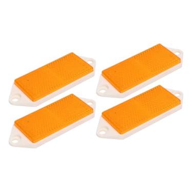 Imagem de aqxreight 4 Pçs Refletores Retangulares Parafuso Em Plástico Melhorar Postes de Segurança de Tráfego Refletores para Caminhão de Reboque Motocicleta Cerca Portão (Amarela)