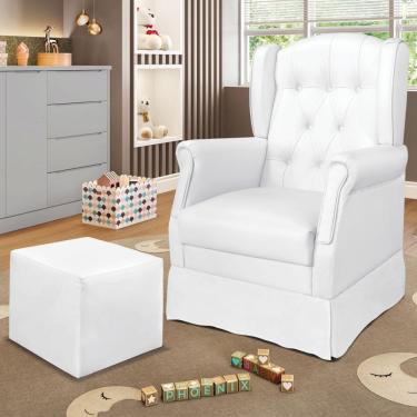 Imagem de Poltrona De Amamentação Com Balanço E Puff Elyra Sintético P02 - D'rossi Branco