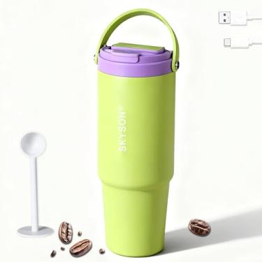 Imagem de minkah Caneca de café grande isolada de aço inoxidável, mini máquina de café com filtro de extração rápida, 850 g reutilizável à prova de vazamento, garrafa de água gelada, xícara de café, caneca de