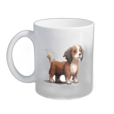 Imagem de Caneca Xícara de Café Porcelana 300ml Com Desenho Em Pixel Art De Cachorro