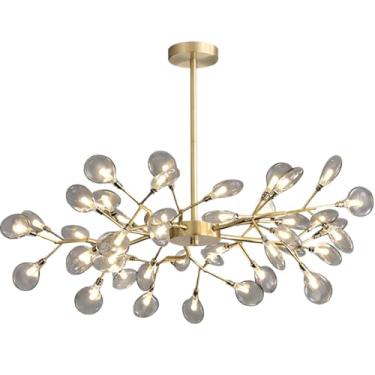 Imagem de Gimpo, Lustre Teto 85cm Ramos de Árvore 45 LEDs Luminária Metal Dourado Gimpo RA-45-GOLD-ASH
