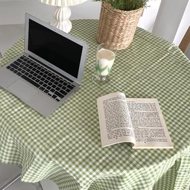 Imagem de GLOGLOW Toalha de Mesa Xadrez, Capa à Prova de Poeira de Algodão de Linho, Pano de Piquenique Elegante para Escritório e Dormitório Uso Decoração Diária (150 * 150cm)