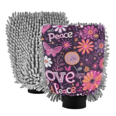 Imagem de ODAWA Luva de limpeza de carro chenille, luva roxa hippie de espuma de canhão para lavagem de carro, 20,5 cm x 30 cm (pacote com 2)