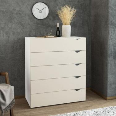Imagem de Cômoda 5 Gavetas Branca e Creme Porto Politorno