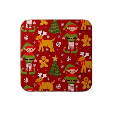 Imagem de Ladrilho Decorativo de Cerâmica Natalino com Estampa de Elfo e Renas