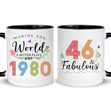 Imagem de Choinn 1980 Presentes de aniversário de 46 anos para mulheres e homens, presente de aniversário de 46 anos, caneca de café para mãe, pai, avó, vovô, ideias de presentes de aniversário de 46 anos, Dia