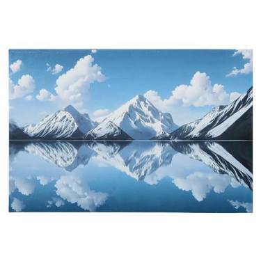 Imagem de Wassud Tapete de porta de montanhas cobertas de neve 61 x 89 cm, tapete de área lavável antiderrapante com suporte de borracha, tapete macio e macio para sala de estar, quarto, entrada, entrada