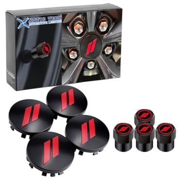 Imagem de x xotic tech Tampas centrais de roda de 63 mm de 6,3 cm + acabamento de tampas de haste de válvula de pneu compatível com Dodge Charger Challenger Durango Avenger Nitro Caliber Dart Journey ou Jeep ou