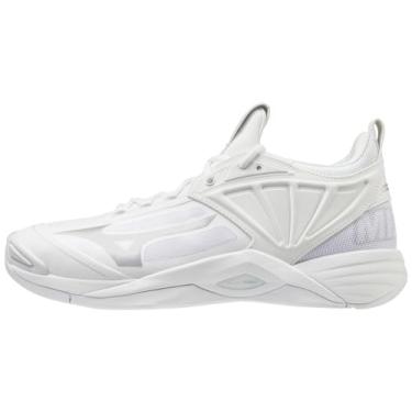 Imagem de Mizuno Tênis de vôlei masculino Wave Momentum 2 | Tênis de quadra indoor | Branco/Prata | EUA 15 masculino