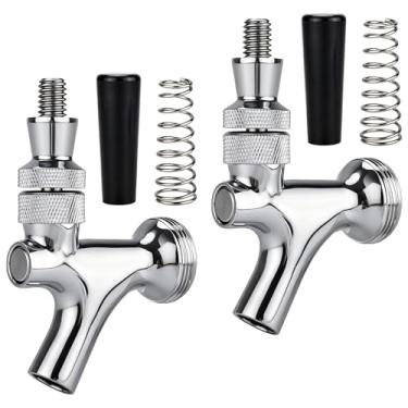 Imagem de HighFree Torneira de barril de cerveja padrão, torneira de cerveja de aço inoxidável Sankey estável para hastes e torres de cerveja, torneira de distribuição de cerveja de pressão (pacote com 2)