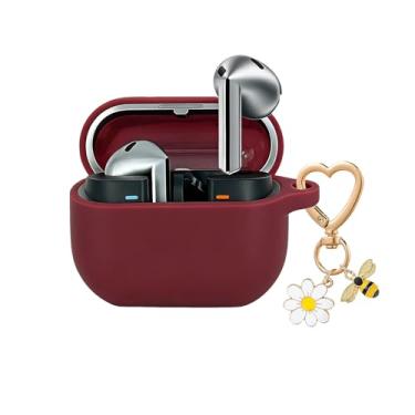 Imagem de QIMZBAAT Capa para Samsung Galaxy Buds 3 e Galaxy Buds 3 Pro e Bud 3 FE com chaveiro fofo com pingente de margarida de abelha, capa protetora de silicone macio para Samsung Galaxy Buds3 Series Capa de