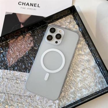 Imagem de Capa ultrafina fosca para iPhone 15 16 14 11 12 13 Pro Max Plus, carregador magnético sem fio, PC rígido translúcido