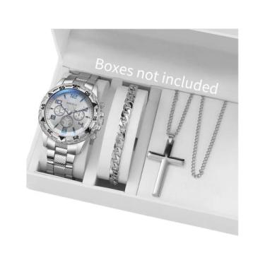 Imagem de Conjunto De Relógio De Quartzo Luxuoso Masculino Com Grande Mostrador 