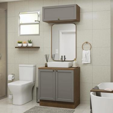 Imagem de Conjunto Gabinete para Banheiro 80cm 3 Portas Vik Madesa 02 R