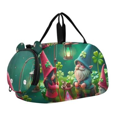 Imagem de Bolsa esportiva para meninos e crianças pequenas, bolsas de viagem para meninas, academia, bagagem infantil, arte pop, vaca highland, Gnomos trevos do Dia de São Patrício, Clássico