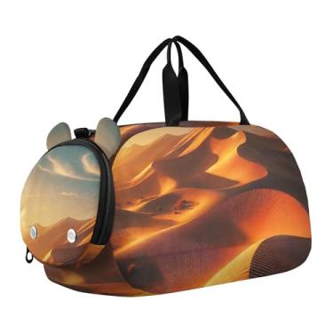 Imagem de Bolsa esportiva para meninos, fofa, coala, pôr do sol, romance, fim de semana, para viagem, bolsa de ginástica, bagagem infantil, Pôr do sol do deserto Golden Dunes, Clássico