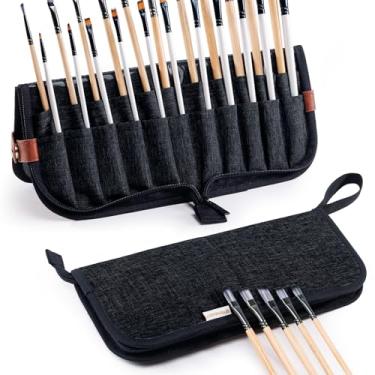 Imagem de Suporte de pincel, 22 compartimentos para armazenamento de tela para artista, guache, aquarela, guache, prata, branco, comporta 100 pincéis