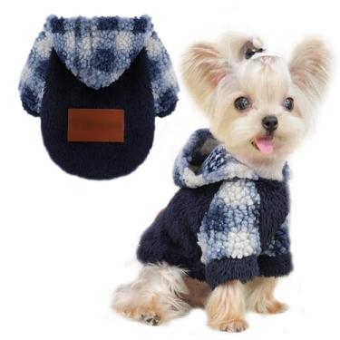 Imagem de Moletom com capuz para cães de inverno com capuz para cães pequenos, meninos, meninas, de lã, para animais de estimação, roupas para clima frio, casaco quente para gatos, roupas para chihuahua Yorkie