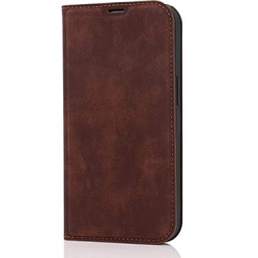 Imagem de EKESA Capa carteira magnética para iPhone 14/14 Plus/14 Pro/14 Pro Max, capa de telefone de couro PU premium com slots de cartão Kickstand Flip Notebook, 14 Pro (Cor: marrom1, Tamanho: 14Plus)