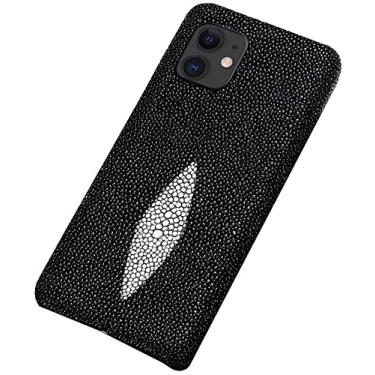 Imagem de KAPPDE Capa de pele de peixe pérola para Apple iPhone 12 Mini (2020) 5,4 polegadas, capa traseira do telefone de dissipação de calor à prova de choque de negócios meio envolto (Cor: Preto)