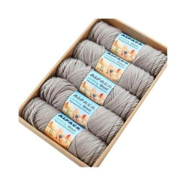 Imagem de Fio De Lã De Alpaca Grosso 500g 5 Meadas Para Tricô De Suéteres, Casac