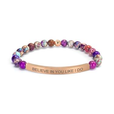 Imagem de cusurlove Pulseira cristã de jaspe imperial para mulheres, joias de versículo bíblico banhado a ouro 18K, presente inspirador de escrituras de fé religiosa, joia de incentivo católico de Jesus com