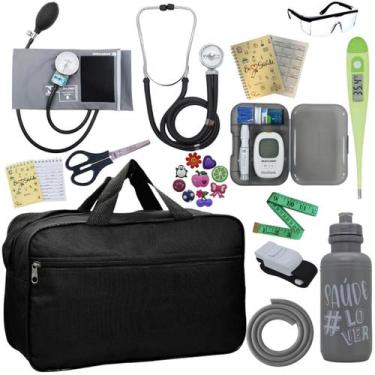 Imagem de Kit Enfermagem Medidor Glicose Aparelho de Pressão Esteto Multi PA MED