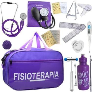 Imagem de Kit Bolsa Fisioterapia Acadêmico Goniômetro Martelo Buck Fita Antropom