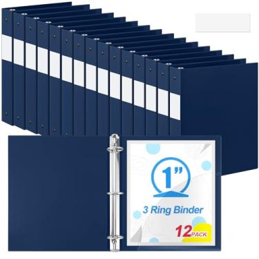 Imagem de Henoyso Fichário de plástico com 3 anéis, fichário flexível, tamanho carta, tamanho 21 x 28 cm, comporta até 225 folhas com 1 bolso, fichário versátil para escola, escritório, casa (2,5 cm, azul