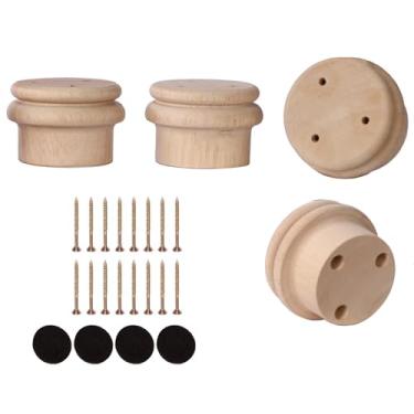 Imagem de Texphw Conjunto de 4 pernas de móveis de borracha premium Rornd - Pés de substituição de madeira para sofá, armário, cômoda etc., (natural 5 cm A x 6,3 cm L)