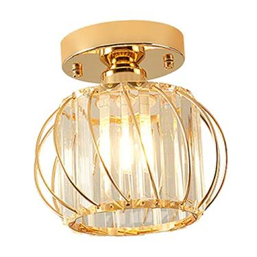 Imagem de FAKEME Luminária de teto de cristal moderna perto do teto Luminária de teto para sala de jantar Corredor do quarto - Estilo D
