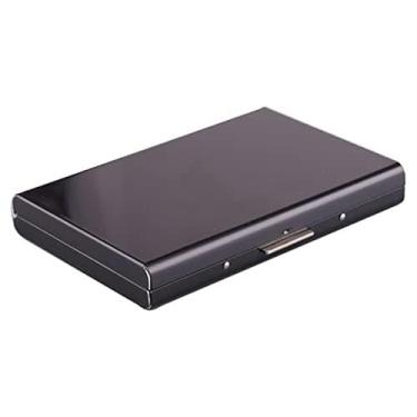 Imagem de Carteiras de aço inoxidável com bloqueio de RFID, capa protetora para cartão de crédito empresarial, carteira com porta-cartões de identificação para homens e mulheres, Preto, Vintage