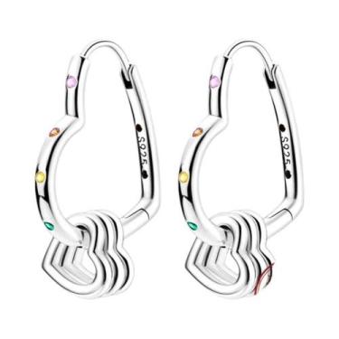 Imagem de Brincos De Argola Femininos Em Prata Esterlina 925 Com Cristal Zircon 