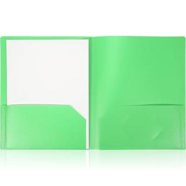 Imagem de wlilupah 1 pasta de plástico resistente, 2 pastas de arquivo de bolso, tamanho carta para casa, escritório, escola, comunicação, apresentação, relatório, protetor de folha (verde)